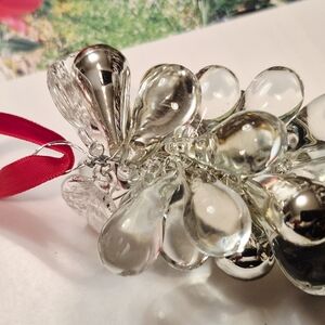 Silver and Clear  Teardrop Cluster Grape  Holiday Christmas Ornament